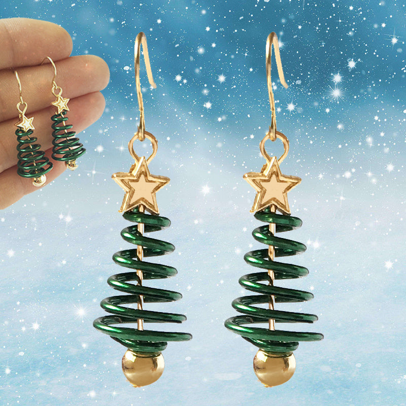 Handmade Christmas Tree Star Holiday Earrings.