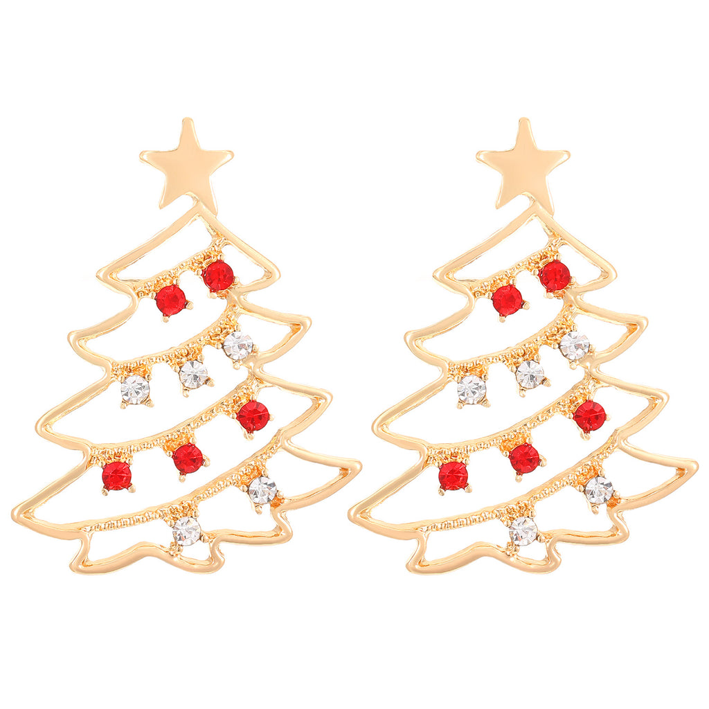 Festive Christmas Tree Zircon Earrings.