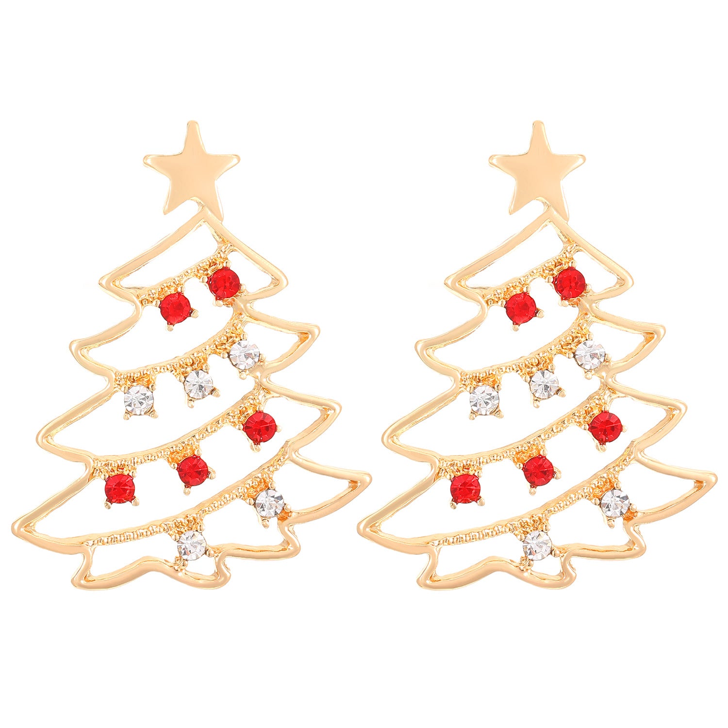 Festive Christmas Tree Zircon Earrings.